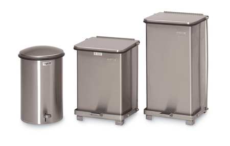 Rubbermaid Commercial 65 gal Square Step Can, Stainless Steel, 14 1/4 in Dia, Step-On, Stainless Steel, Rigid Plastic FGST12SSPL