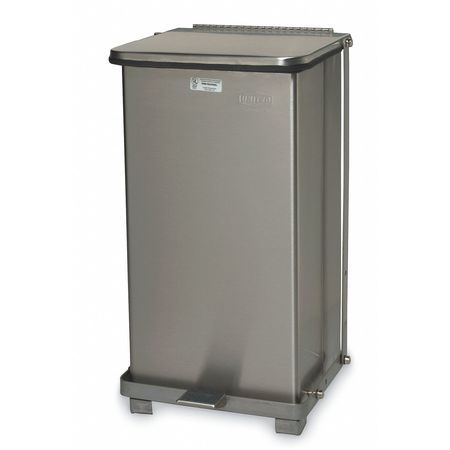 Rubbermaid Commercial 65 gal Square Step Can, Stainless Steel, 14 1/4 in Dia, Step-On, Stainless Steel, Rigid Plastic FGST12SSPL