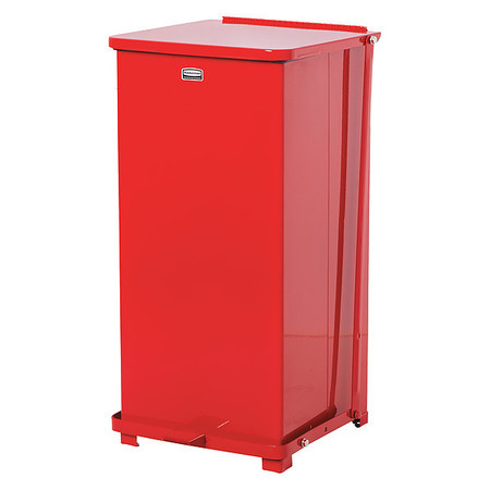 RUBBERMAID COMMERCIAL 24 gal Square Step Can, Red, 16 3/4 in Dia, Step-On, Steel, Rigid Plastic FGST24EPLRD