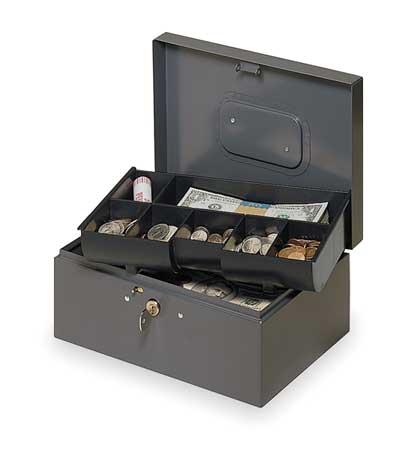 Mmf Industries Cash Box, Gray, 10-1/4x7-1/4x4-3/8 221F30GRA