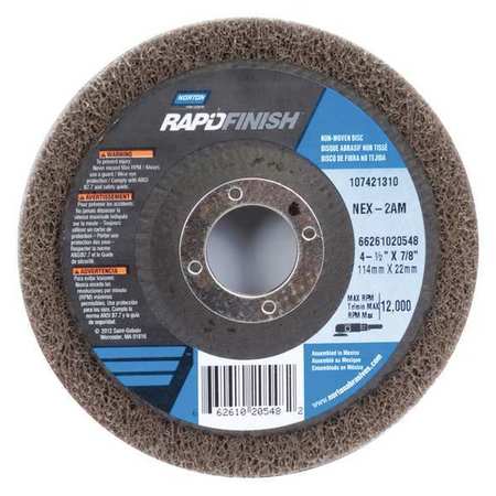 Norton Abrasives Depressed Center Wheels, Type 27, 4 1/2 in Dia, 0.5 in Thick, 7/8 in Arbor Hole Size 66261020548