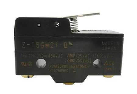 OMRON Industrial Snap Action Switch, Hinge, Lever, Short Actuator, SPDT, 15A @ 480V AC Contact Rating Z-15GW21-B