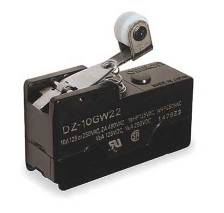 OMRON Industrial Snap Action Switch, Hinge Roller, Lever Actuator, DPDT, 10A @ 240V AC Contact Rating DZ-10GW22-1A