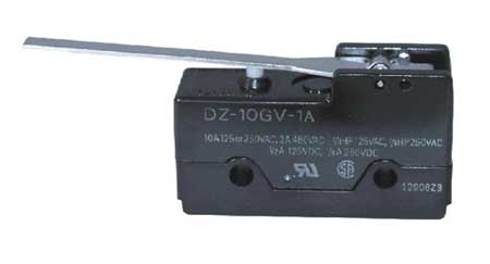 OMRON Industrial Snap Action Switch, Hinge, Lever Actuator, DPDT, 10A @ 240V AC Contact Rating DZ-10GV-1A
