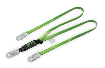 HONEYWELL MILLER Liquid Repellant Shock Absorbing Lanyard, 6 ft., Green 8798PC/6FTGN