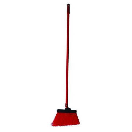Tough Guy 12 in Sweep Face Broom, Medium, Synthetic, Red, 48 in L Handle 2KU16