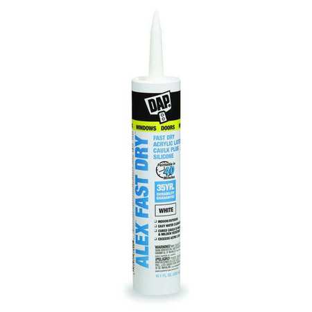 Dap Caulk, 10.1 oz, Cartridge, White, Acrylic Copolymer Base 18425