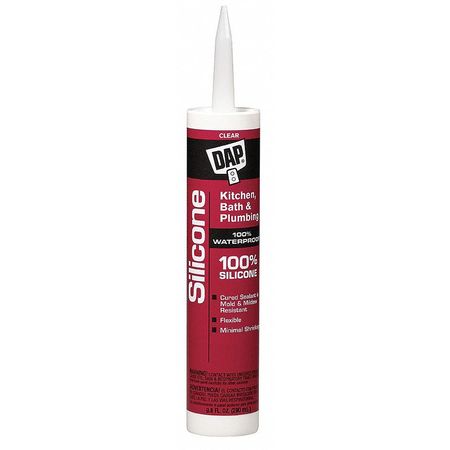 DAP Kitchen & Bath Sealant, 9.8 oz, Cartridge, Clear, Hydrotreated Middle Distillate Base 8648