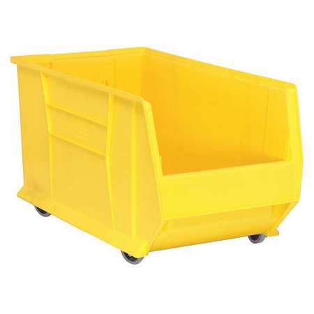 QUANTUM STORAGE SYSTEMS 250 lb Mobile Storage Bin, Polypropylene/Polyethylene, 16 1/2 in W, 15 in H, 29 7/8 in L, Yellow QUS986MOBYL