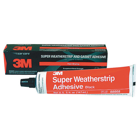 3M Super Weatherstrip and Gasket Adhesive, 5 fl oz, Tube, Black, Neoprene Rubber Base 08008