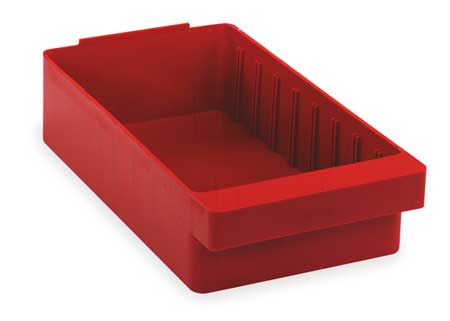 Quantum Storage Systems 25 lb Drawer Storage Bin, High Impact Polystyrene, 8 3/8 in W, 4 5/8 in H, Red, 17 5/8 in L QED606RD