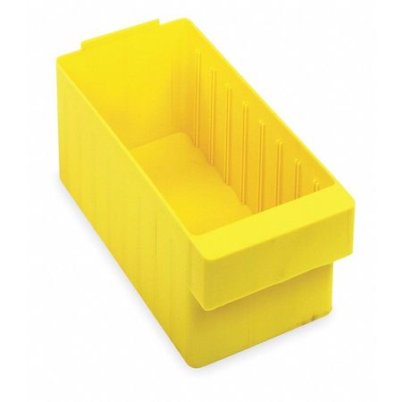 Quantum Storage Systems 25 lb Drawer Storage Bin, High Impact Polystyrene, 5 9/16 in W, 4 5/8 in H, 23 7/8 in L, Yellow QED603YL