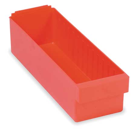 QUANTUM STORAGE SYSTEMS 25 lb Drawer Storage Bin, High Impact Polystyrene, 5 9/16 in W, 4 5/8 in H, Red, 23 7/8 in L QED603RD