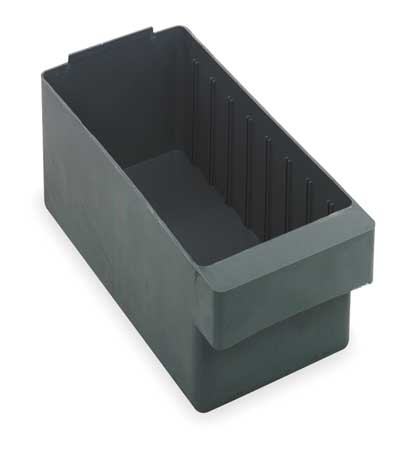 Quantum Storage Systems 25 lb Drawer Storage Bin, High Impact Polystyrene, 5 9/16 in W, 4 5/8 in H, Gray, 23 7/8 in L QED603GY