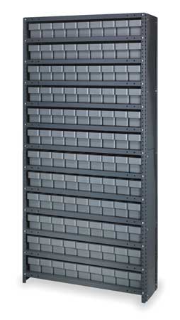 QUANTUM STORAGE SYSTEMS Steel Enclosed Bin Shelving, 36 in W x 75 in H x 12 in D, 13 Shelves, Gray CL1275-501GY