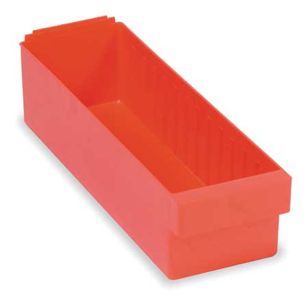Quantum Storage Systems 25 lb Drawer Storage Bin, High Impact Polystyrene, 5 9/16 in W, 4 5/8 in H, Red, 17 5/8 in L QED602RD