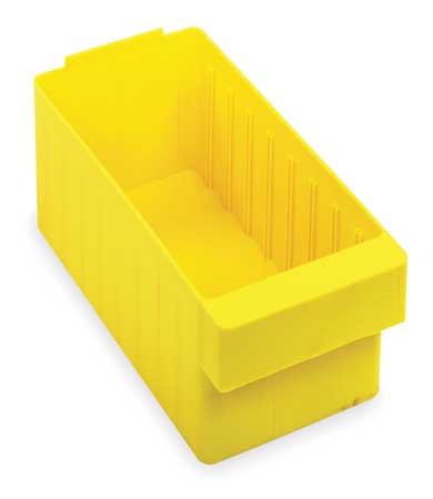 Quantum Storage Systems 25 lb Drawer Storage Bin, High Impact Polystyrene, 5 9/16 in W, 4 5/8 in H, 17 5/8 in L, Yellow QED602YL