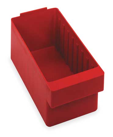QUANTUM STORAGE SYSTEMS 20 lb Drawer Storage Bin, High Impact Polystyrene, 5 9/16 in W, 4 5/8 in H, Red, 11 5/8 in L QED601RD