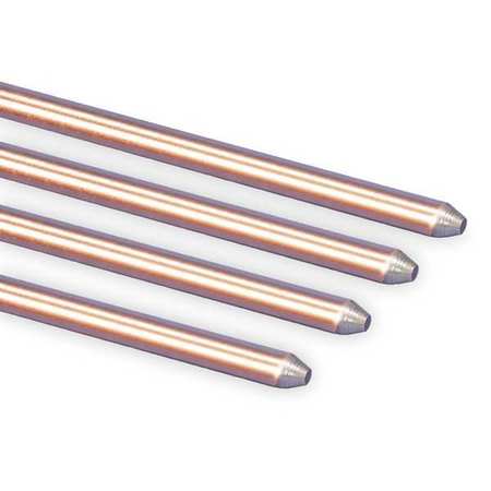 NVENT ERICO Pointed End Ground Rod: 5/8 in Dia, 4 ft L, Copper Bonded Steel 615840