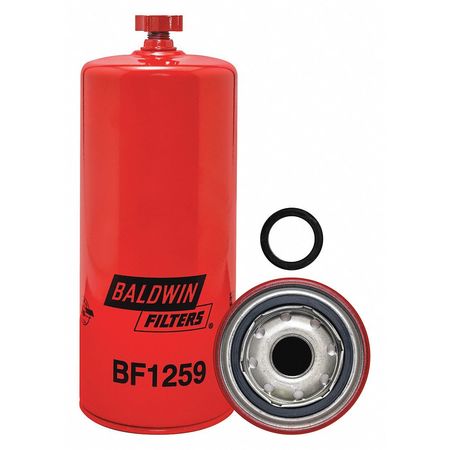 Baldwin Filters Fuel Filter, 10 micron, 9 17/32 in L, 3 11/16 in Outside Dia BF1259