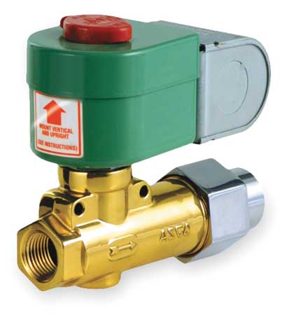 REDHAT 120V AC Brass Fuel Oil Solenoid Valve, Normally Closed, 3/8 in Pipe Size JB8266D023L
