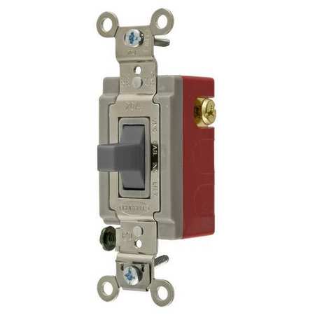 Hubbell Wall Switch, 120/277V, 20A, 3-Position HBL1557GY