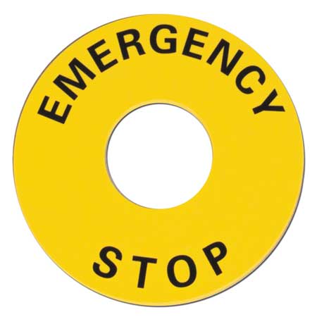 OMRON Legend Plate, Emergency Stop, Black/Yellow A22Z-3466-1
