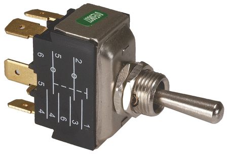 Power First Toggle Switch, DPDT, 15A @ 277V, QuikConnct 2LMZ9