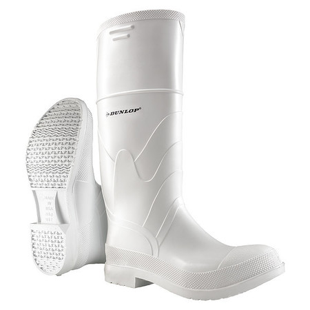 Dunlop Knee Boots, Size 7, 16" H, White, Plain, PR 810110733