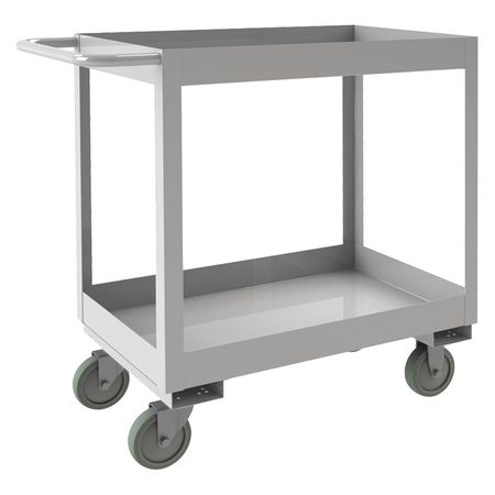 ZORO SELECT Corrosion-Resistant Utility Cart with Deep Lipped Metal Shelves, Stainless Steel, Flat, 2 Shelves SRSC31624362ALU5PUS