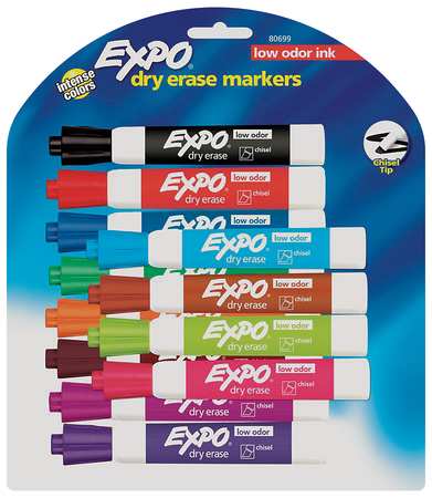 Expo Dry Erase Marker Set, Chisel Tip, Assorted Colors PK12 Low Odor 80699