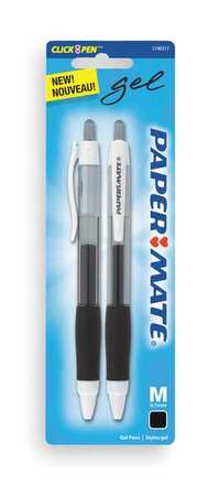 Paper Mate Retractable Gel Pen, Medium 0.7 mm, Black PK2 1746317