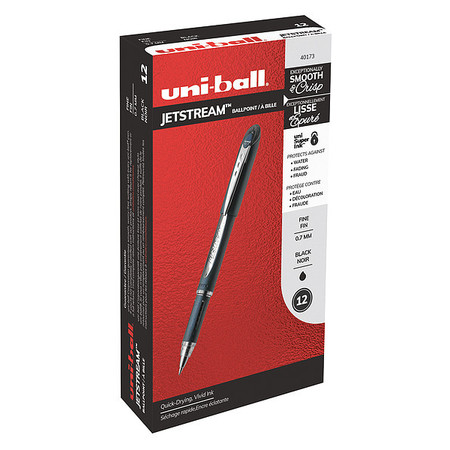 UNI-BALL Rollerball Pen, Stick, Medium 0.7 mm, Black PK12 40173