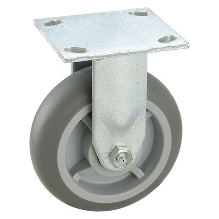 ZORO SELECT Rigid NSF-Listed Plate Caster, TPR, 6 in., 600 lb. 2LY28