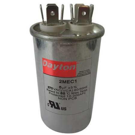 Dayton Run Capacitor, 5 MFD, 370V, Round 2MEC1
