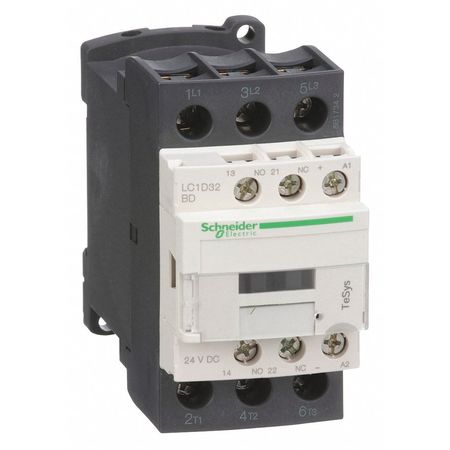 SQUARE D IEC Magnetic Contactor, 3 Poles, 24 V DC, 32 A, Reversing: No LC1D32BD