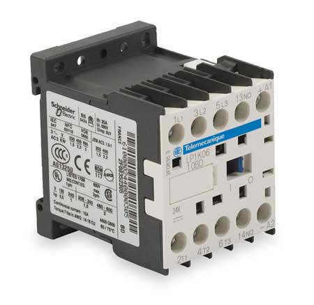 SQUARE D Miniature IEC Magnetic Contactor, 3 Poles, 24 V DC, 9 A, Reversing: No LP1K0910BD