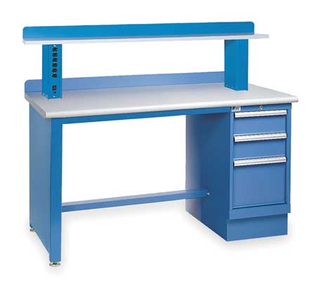 LISTA Workbench, Laminate, 72 in W, 35 1/4 in Height, 1,000 lb, Panel/Pedestal XSTB23-72PT/BB-IRS