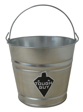 ZORO SELECT 2 gal Round Mop Bucket, 9 in H, 10 in Dia, Silver, Galvanized Steel 2MPE5