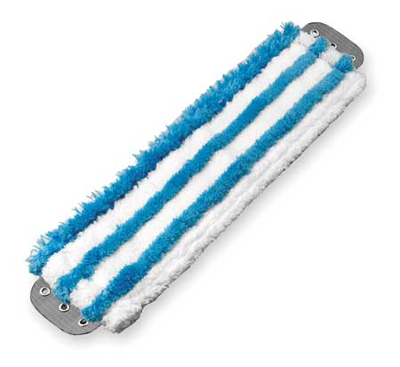 UNGER 16 in L Flat Mop Pad, 16 oz Dry Wt, Clamp On Connection, Cut-End, Blue, Microfiber, MD40B MD40B