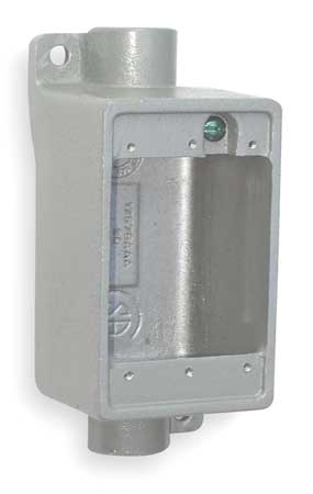 KILLARK Weatherproof Electrical Box, 28 cu in, FDC, 1 Gangs, Malleable Iron FDC-2M