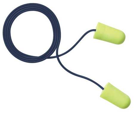 3M E-A-R Disposable Corded Ear Plugs, Metal Detectable, Bullet Shape, NRR 32 dB, Yellow, 200 PK 311-4106
