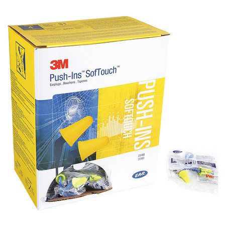 3M E-A-R, SofTouch Disposable Corded Ear Plugs, Bell Shape, NRR 31 dB, Blue/Yellow, 200 Pairs 318-4001