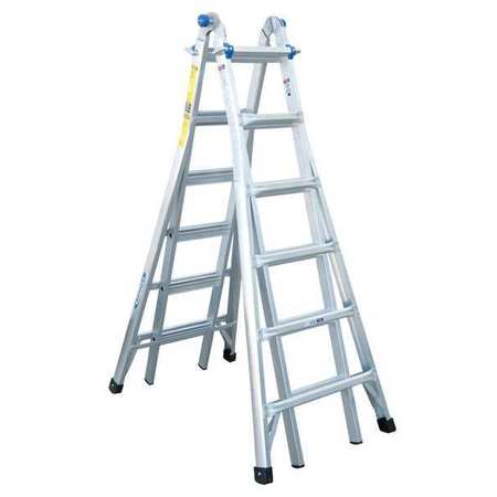 WERNER Multipurpose Ladder, Extension, Scaffold, Staircase, Stepladder Configuration, 23 ft, Aluminum MT-26