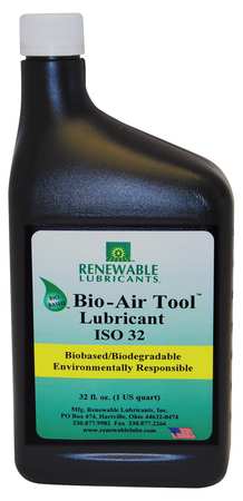 Renewable Lubricants Air Tool Lube, ISO 32 Biodegradable, 32 Oz 83111