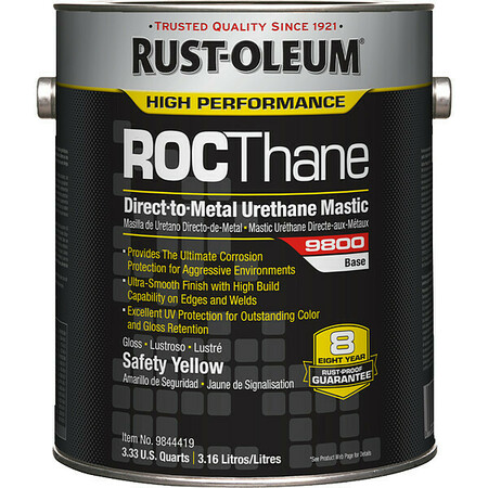 RUST-OLEUM 9800 Urethane Mastic, Safety Yellow, 1 gal 9844419