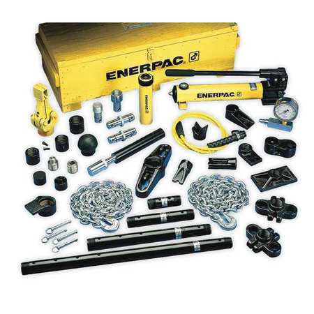 Enerpac MS21020, 12.5 Ton, Hydraulic Cylinder and Hand Pump Set with 3 Cylinders and 53 Attachments MS21020