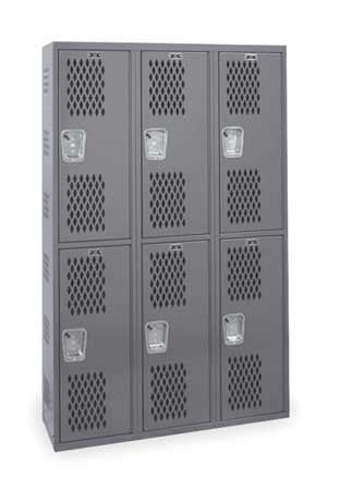 HALLOWELL Wardrobe Locker, 36 in W, 12 in D, 72 in H, (2) Tier, (3) Wide, Dark Gray HWBA212-222HG