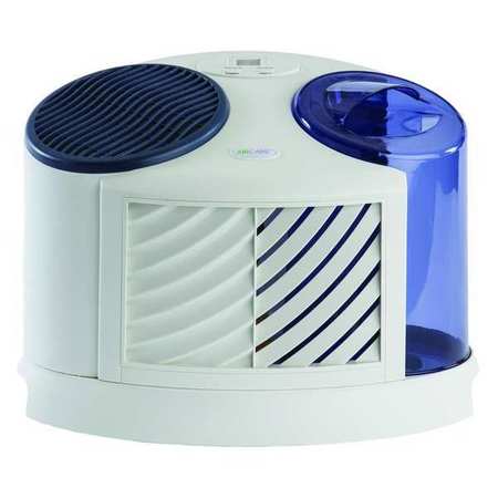 Aircare Portable Humidifier, -, 2 gal, 1,000 sq. ft., Tabletop, White/Blue 7D6 100