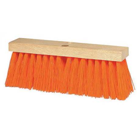 TOUGH GUY 16 in Sweep Face Broom Head, Stiff, Synthetic, Orange 2PYV7
